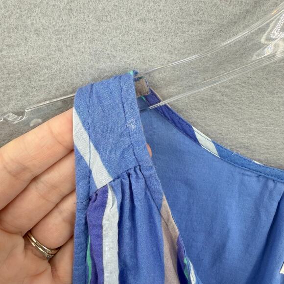 Destination 365 QVC Blue Stripe Tiered Sleeveless Breezy Cotton Maxi Dress - Picture 10 of 11